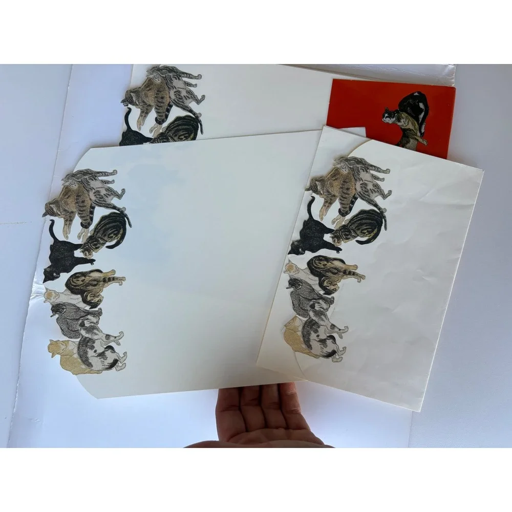 Museum of Fine Arts Boston Steinlen Cats Stationery Set Die-Cut Art Envelopes